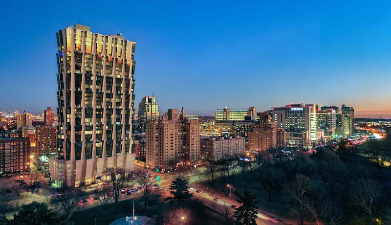 One Hundred Above the Park on the skyline at dusk