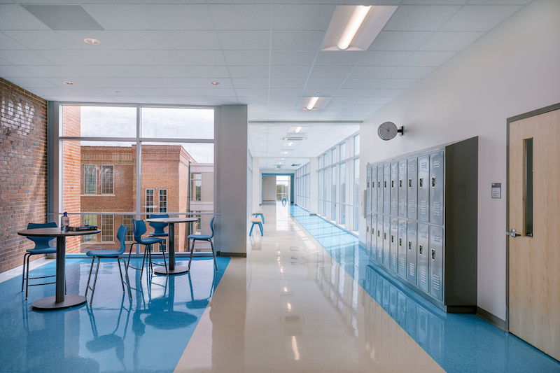 David T Howard school interior hallway