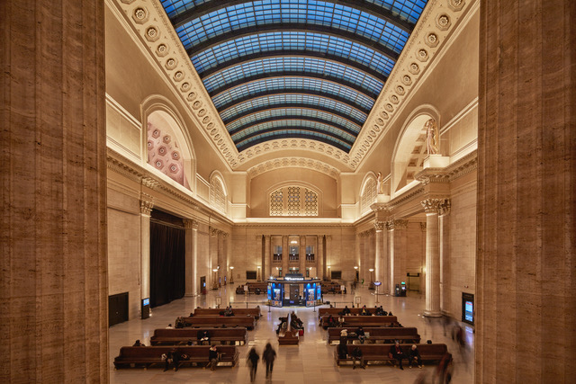 Great Hall skylight and interior after restoration