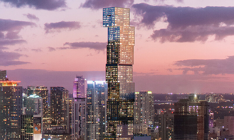 Waldorf Astoria Miami at dusk