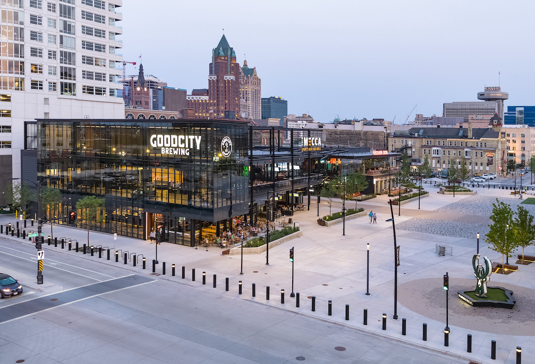 Deer District outside Fiserv Forum