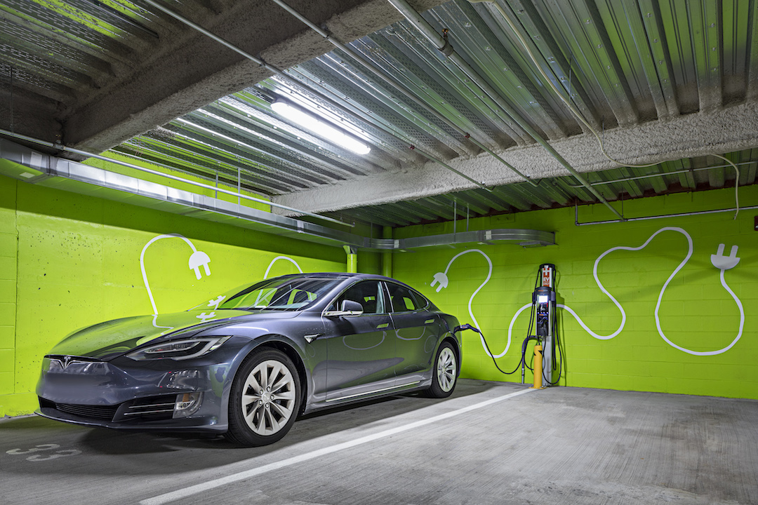 EV charging port at The Kensington, Boston. Photo: 