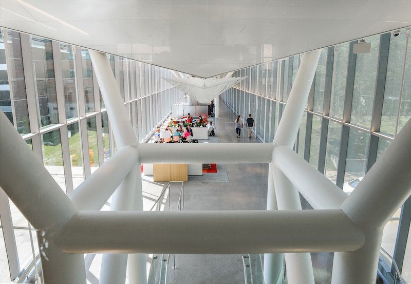  One of the corridors with student meeting space in the new Health Education Building