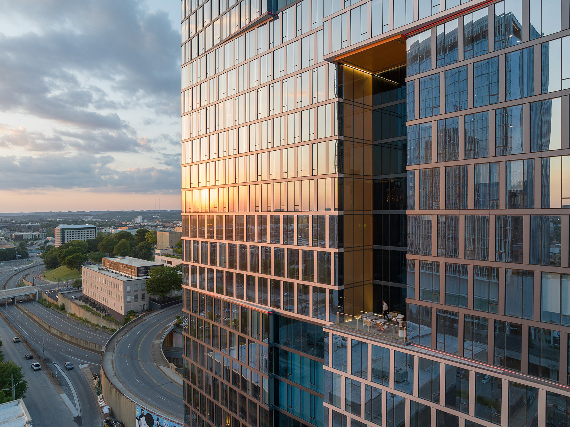 Alcove residential tower at night by James Steinkamp Photography