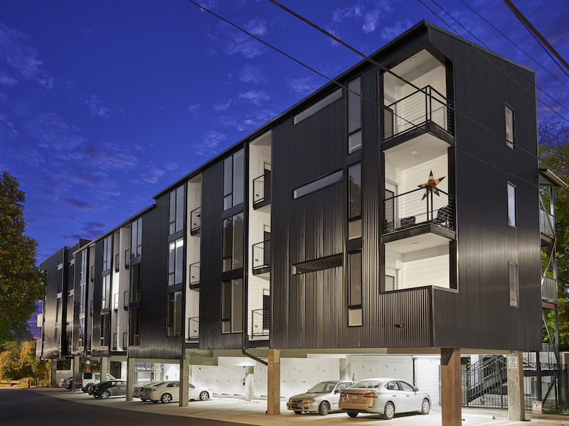 Tuck under parking at Fairfax Flats, Nashville, designed by The Bradley Projects.