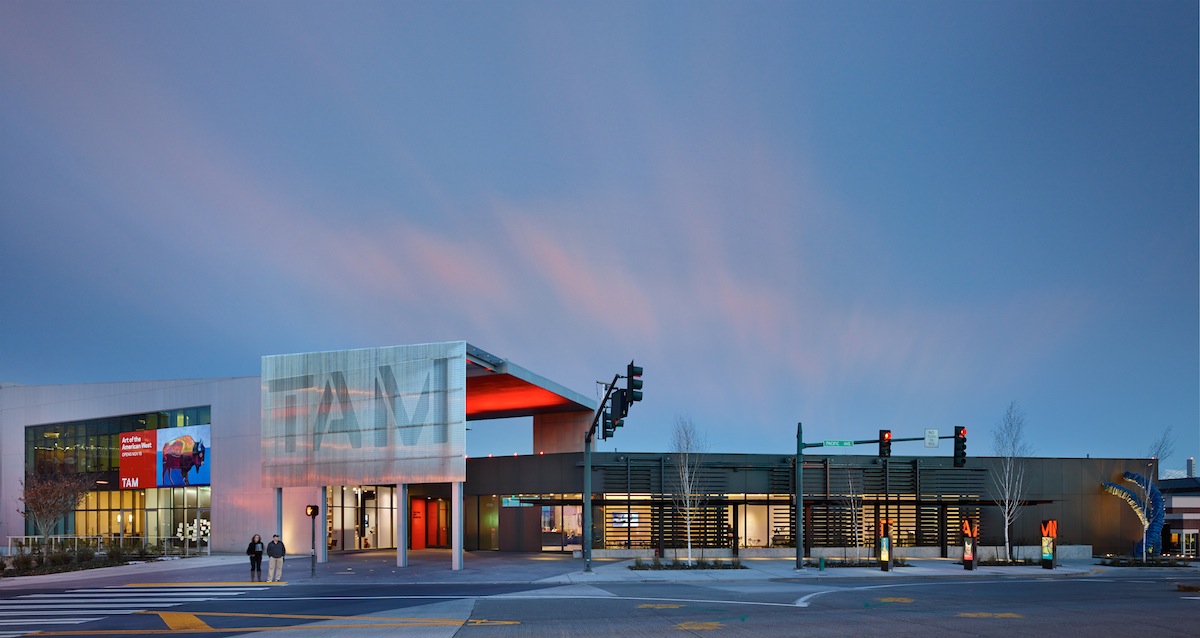 Tacoma Art Museum's new wing features sun screens that operate like railroad box car doors