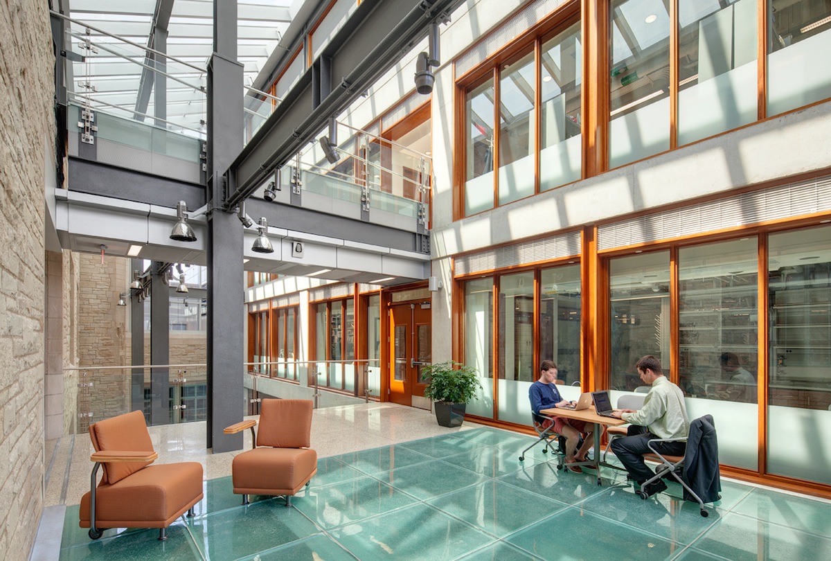 Fire-rated glass floor system study area. Photo: courtesy TGP