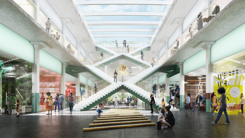 One of POST Houston's atrium staircases