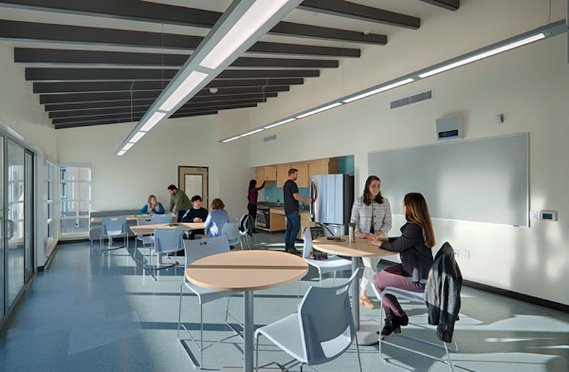 Kennedy Middle School Administration/Family Center interior with students