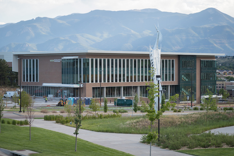 William J. Hybl Sports Medicine and Performance Center entrance and front of building