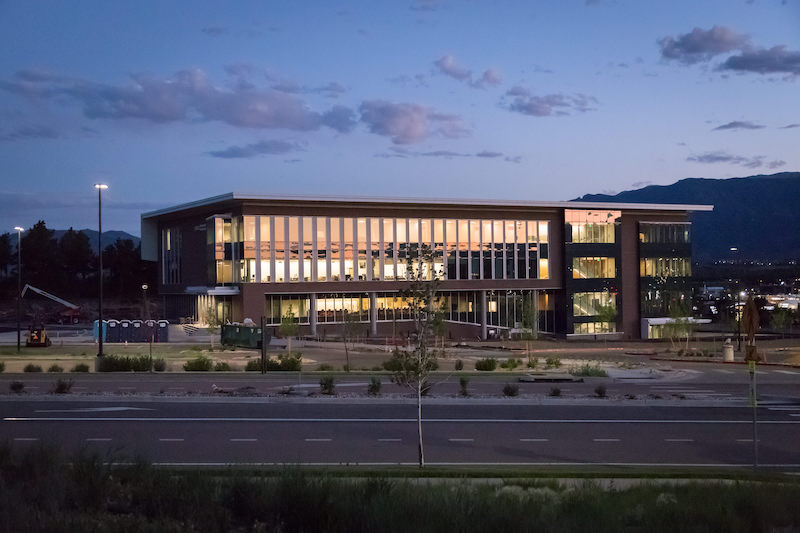 William J. Hybl Sports Medicine and Performance Center at dusk