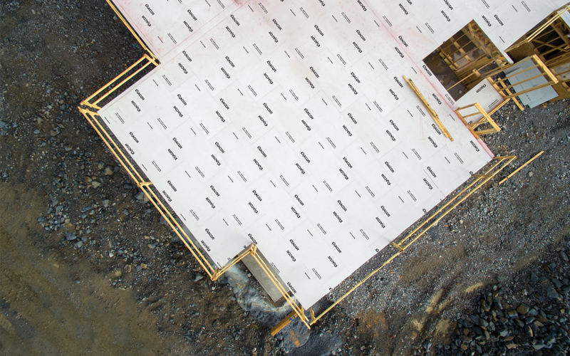 EXACOR mgo underlayment panels on multifamily jobsite 