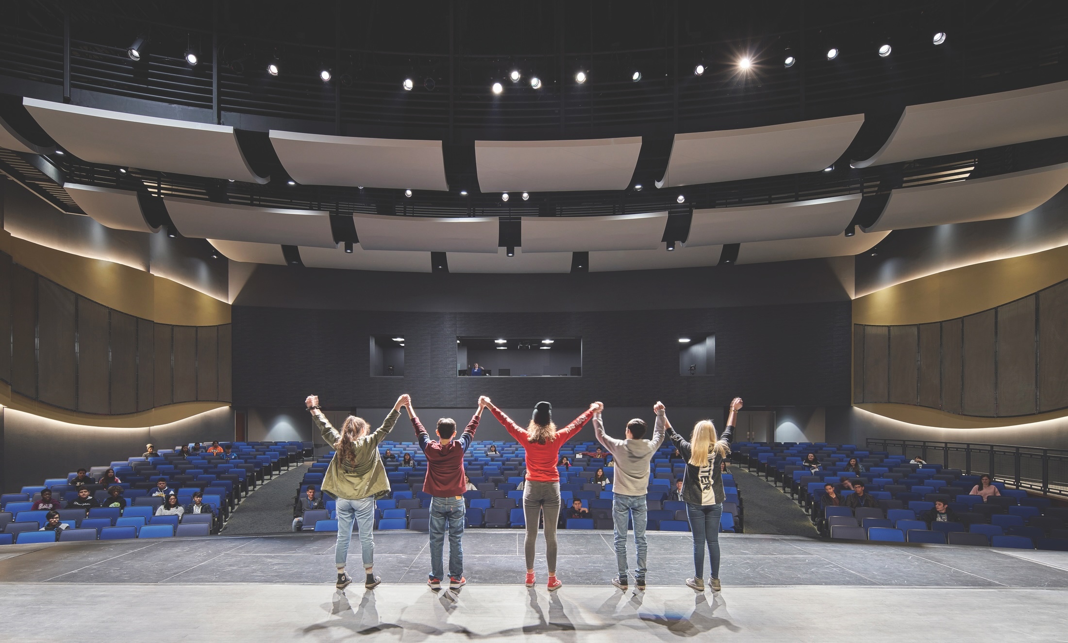 The new theater at the expanded Eastwood High School in El Paso, Texas, designed by DLR Group. Photo: Michael Robinson Photography, courtesy DLR Group