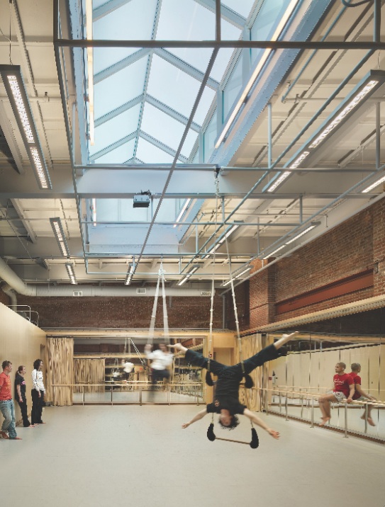 The dance/rehearsal studio at Indiana Universitys IU Cinema, an example of high