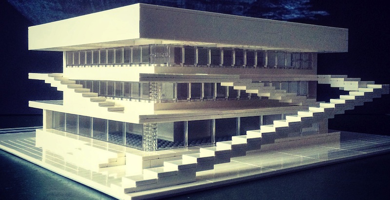 German artist recreates brutalist buildings with LEGO blocks