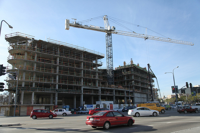 Designed by McLarand Vasquez Emsiek & Partners, Inc., the eight-story buildings