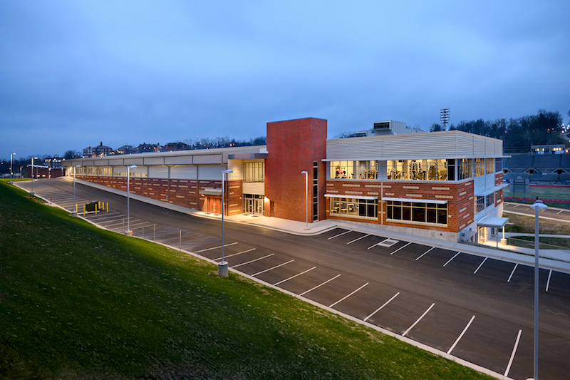 The LINC with the fitness center shown in the window