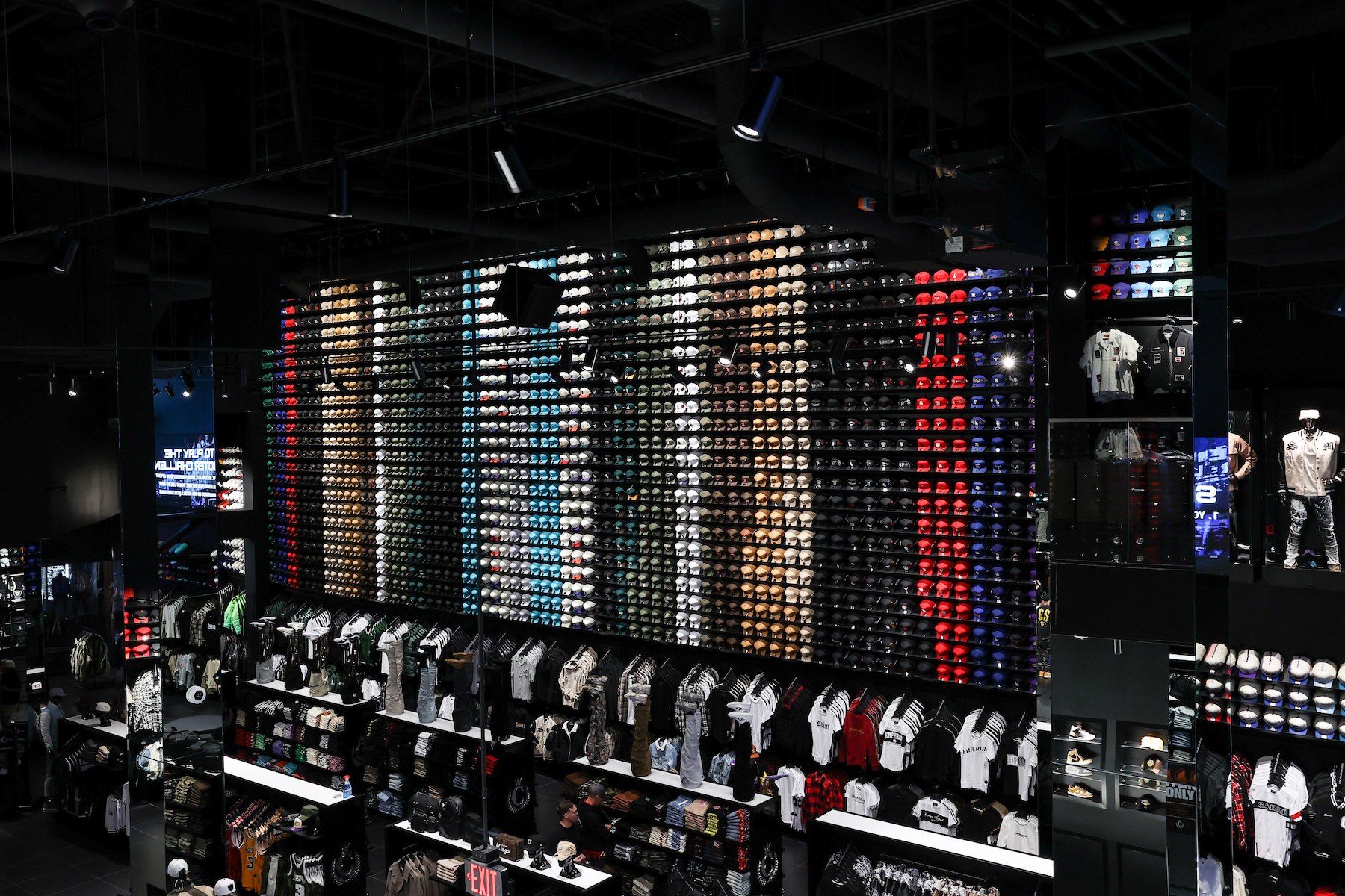 75-ft-tall hat display inside Culture Kings' store in Las Vegas