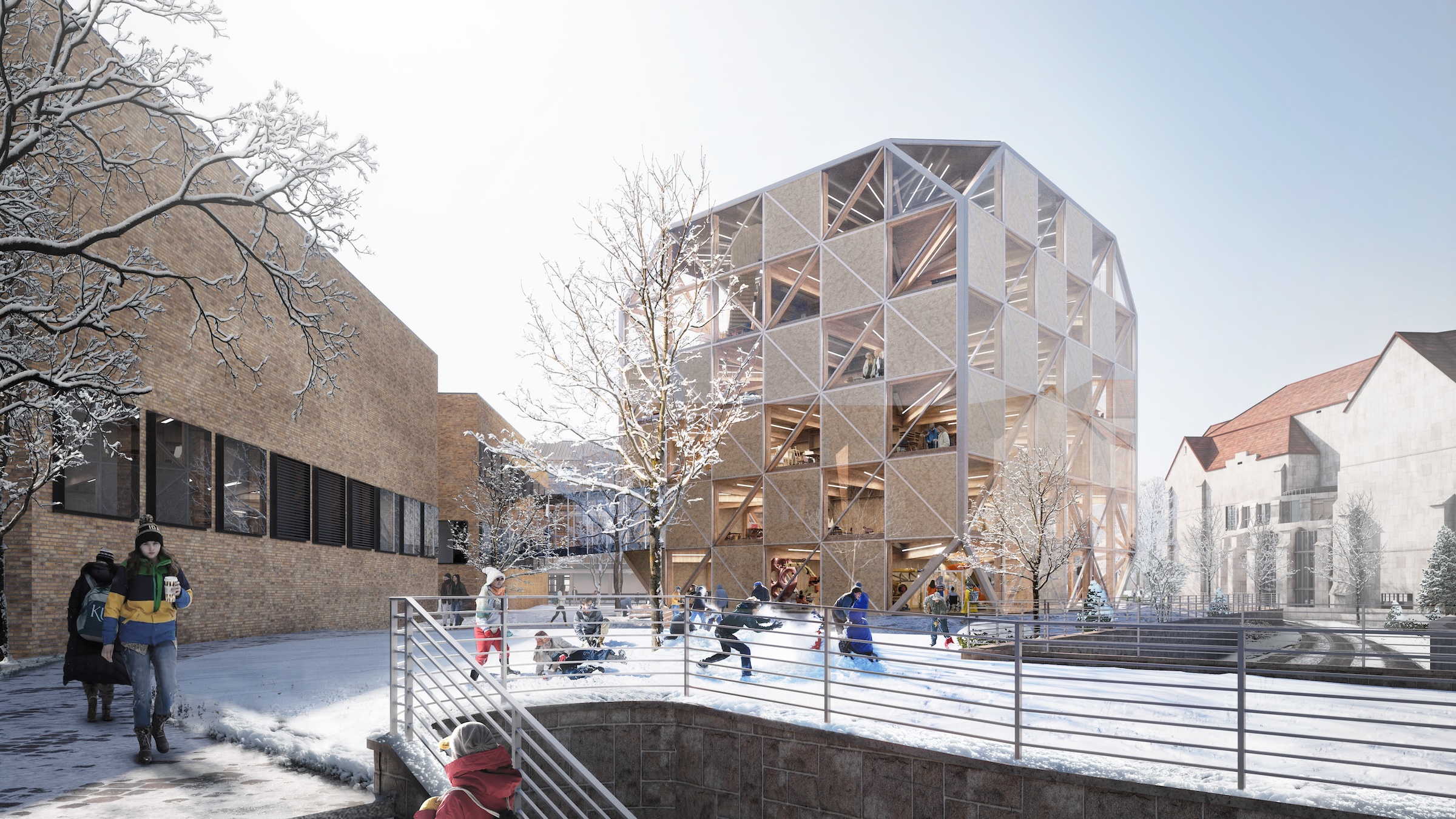 Bjarke Ingels Group designs a mass timber cube structure for the University of Kansas 