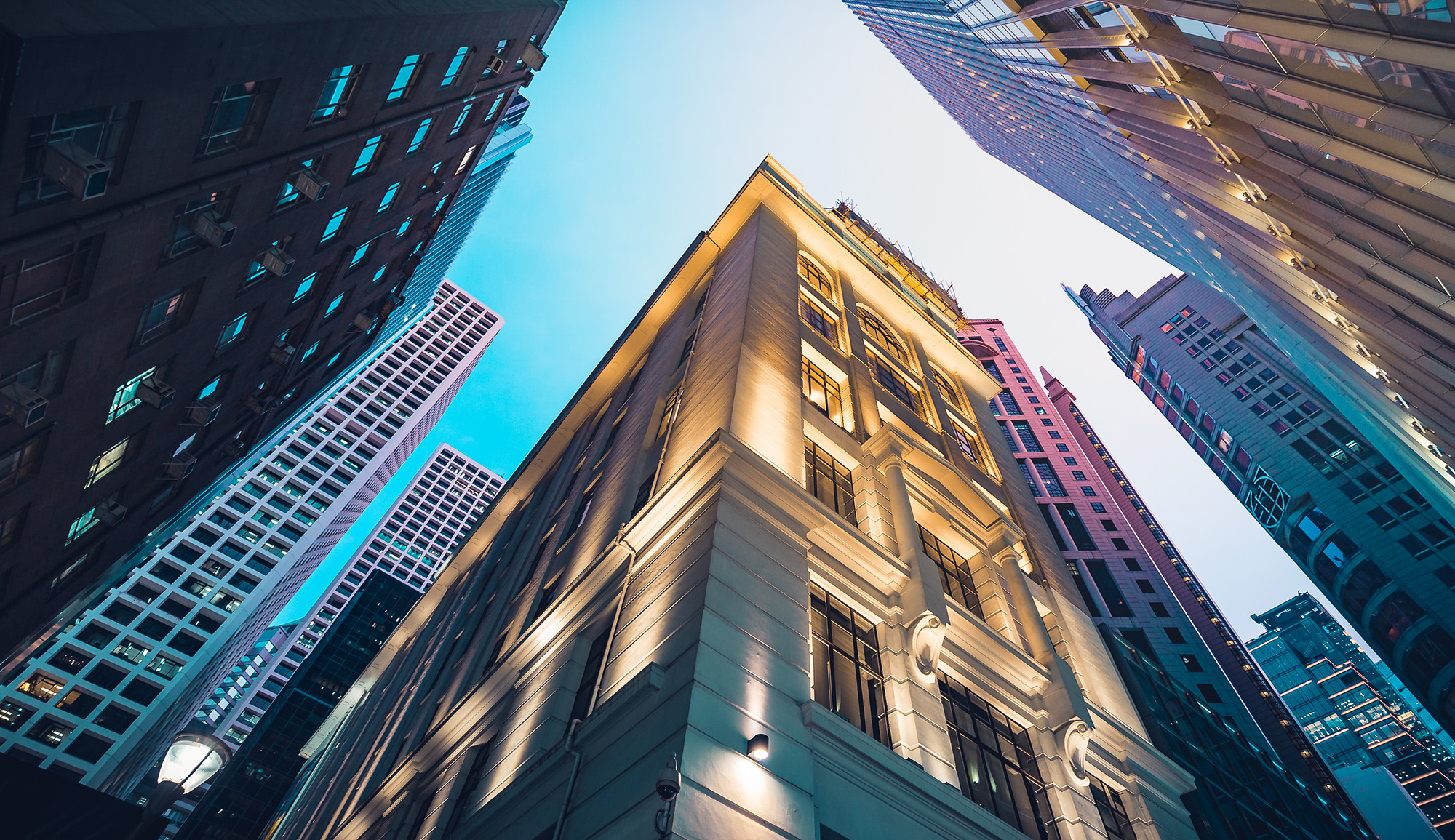 Modern commercial building at night