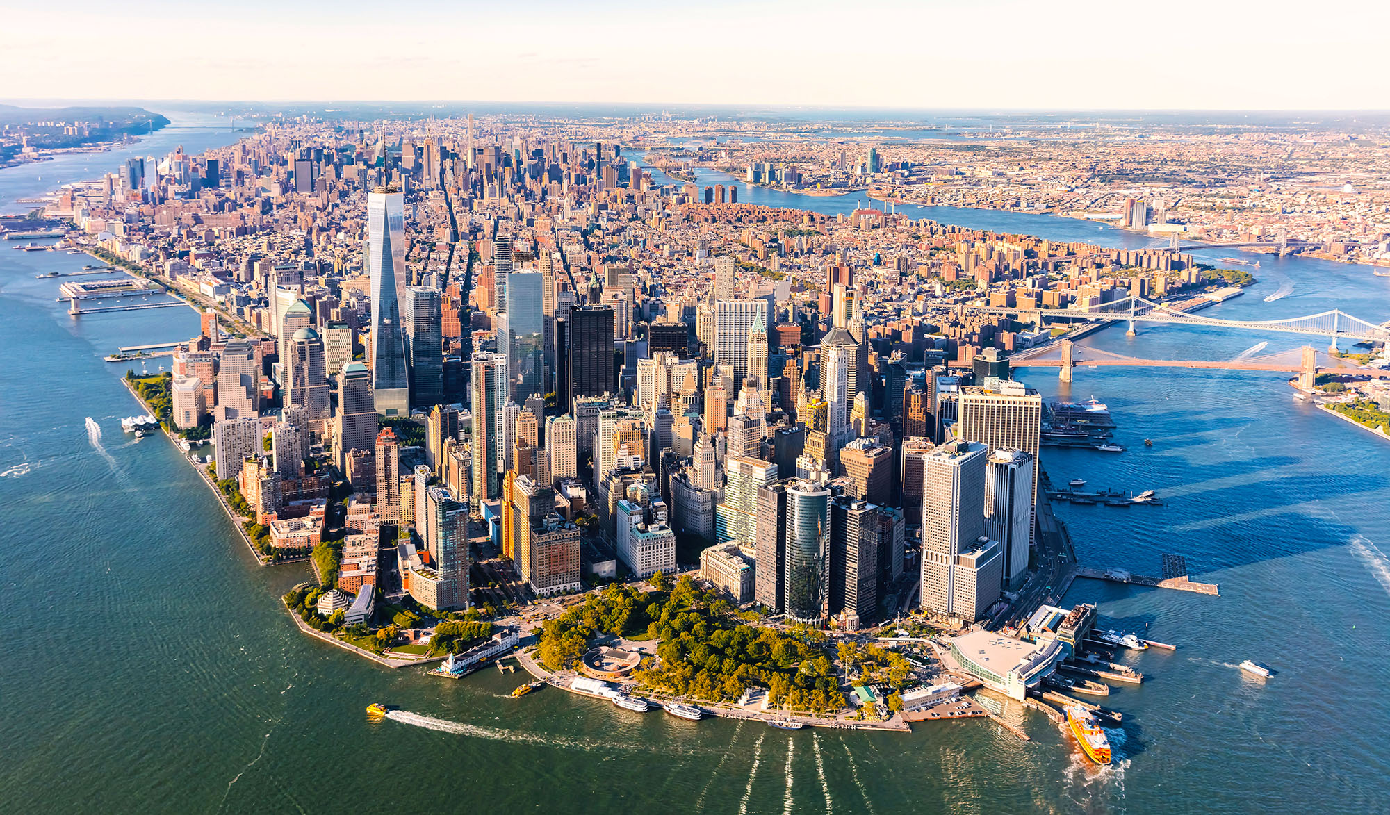 Aerial view of lower Manhattan New York City