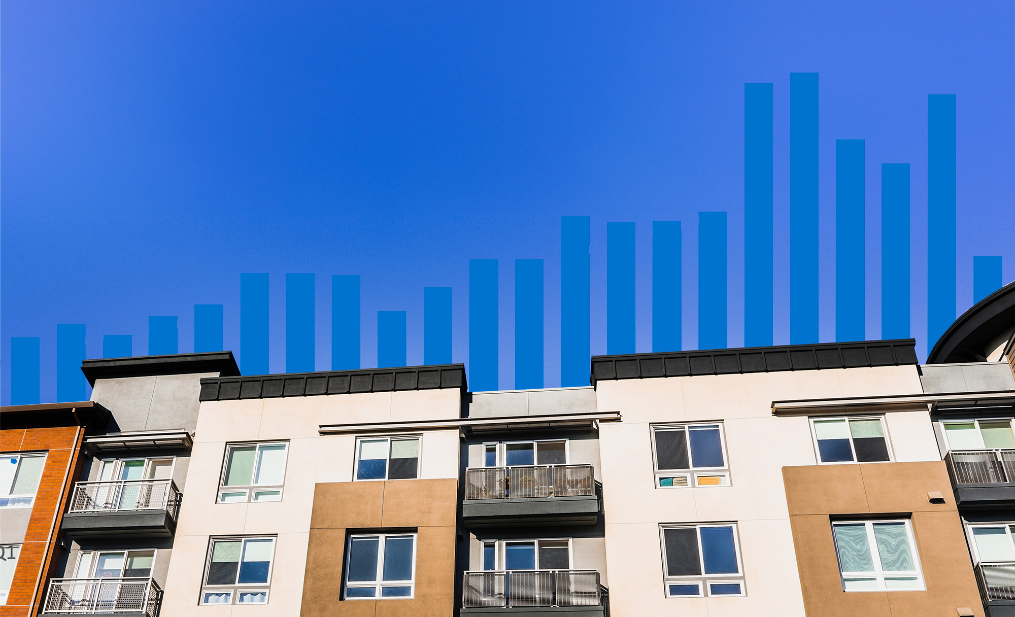 National Construction Starts by number of units since 2017 graph overlay on multifamily development