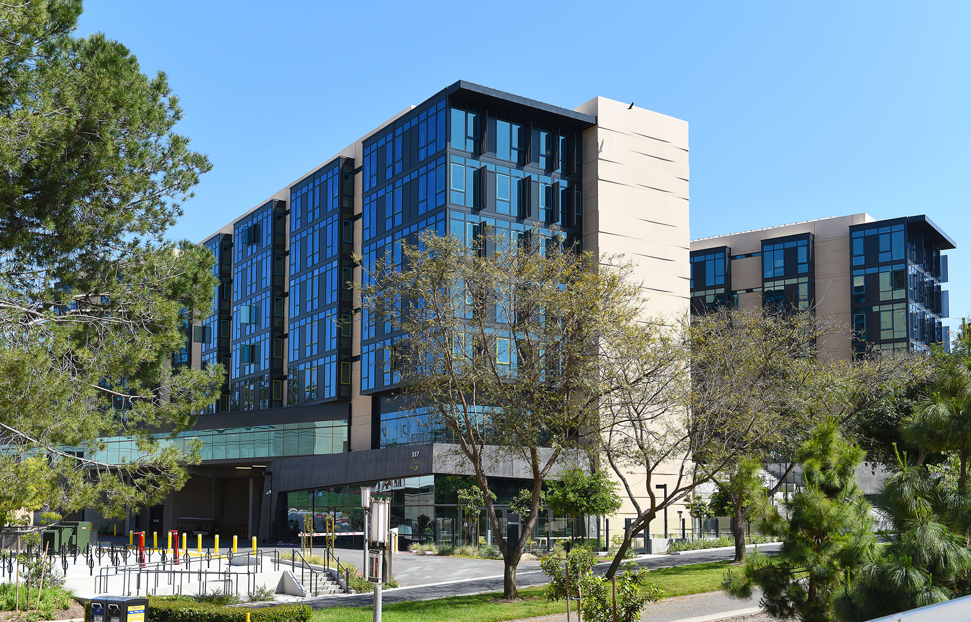 IRIVNE, CALIFORNIA - 21 APRIL 2020: Brandywine student housing in the Middle Earth area of the University of California Irvine campus.