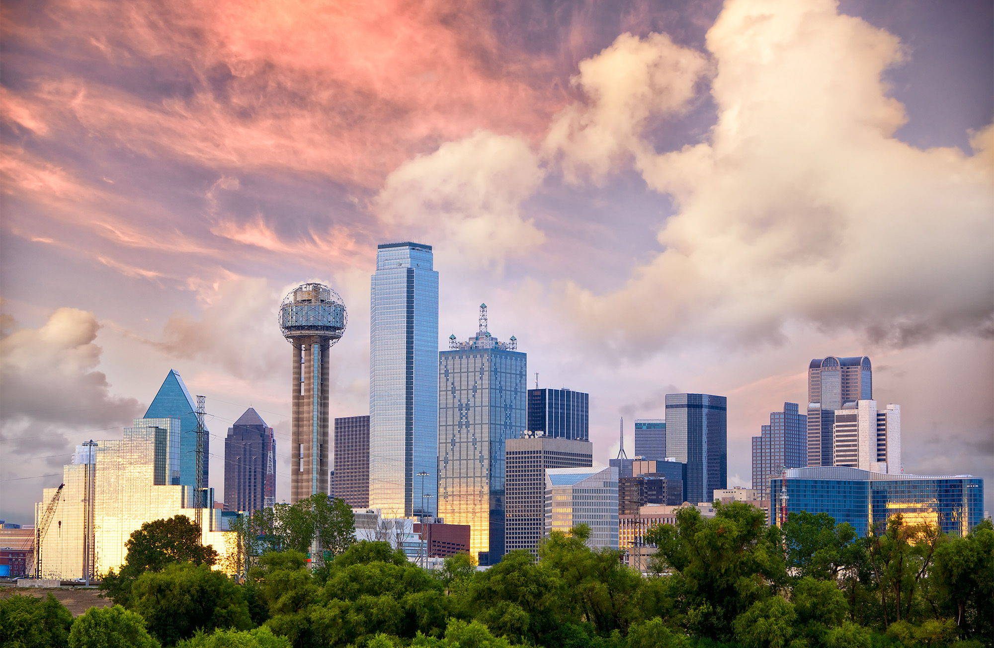 Dallas City skyline at sunset, Texas, USA