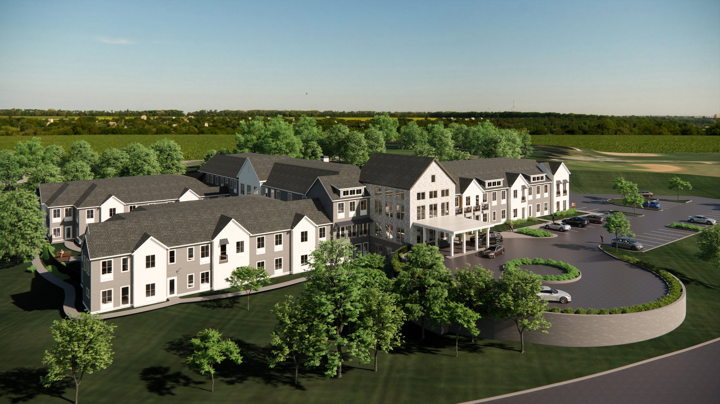 Aerial view of senior living facility