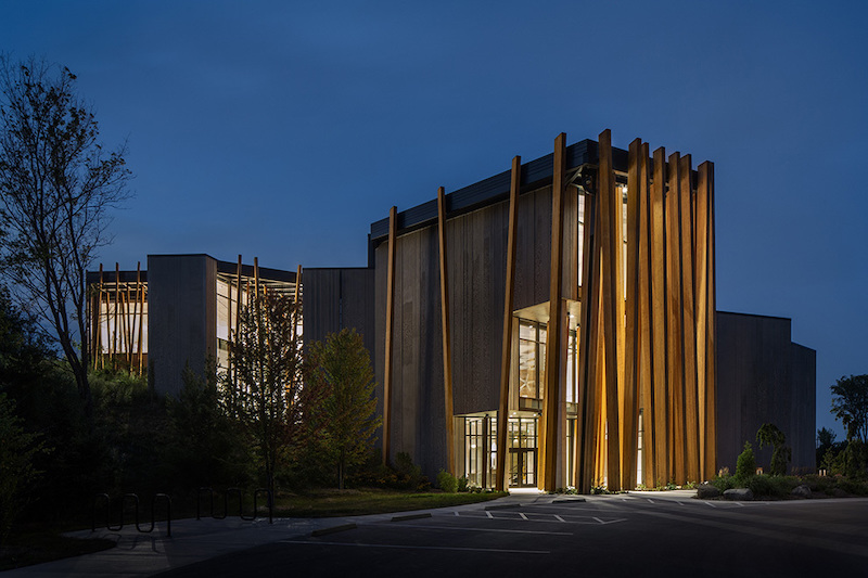 The Art Preserve of the John Michael Kohler Arts Center exterior at night