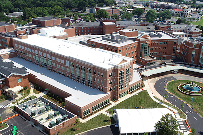 Aerial view of Atrium Helath NorthEast's new Heart and Vascular Tower