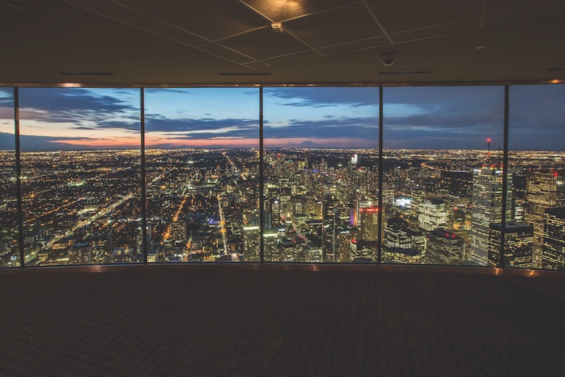 Looking out the CN Tower's new glass