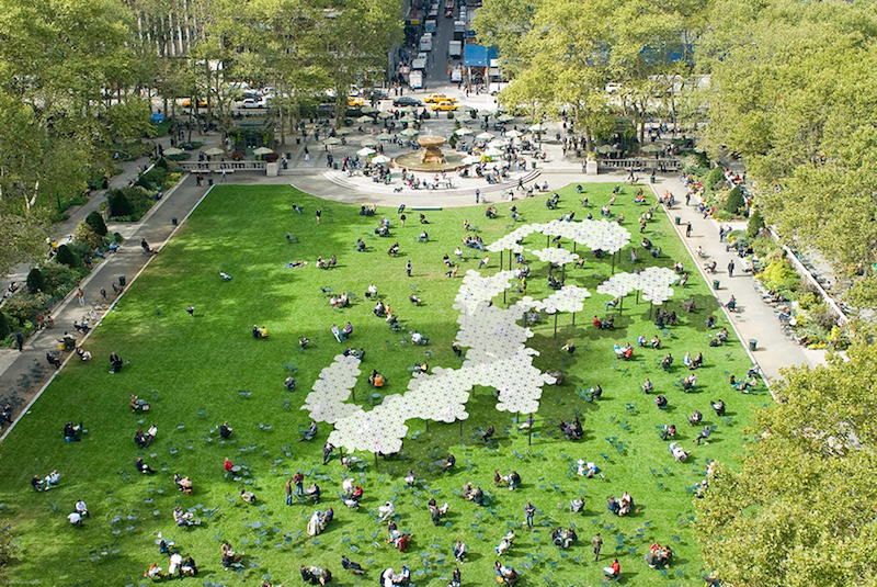 Aerial view of reconfigurable canopy