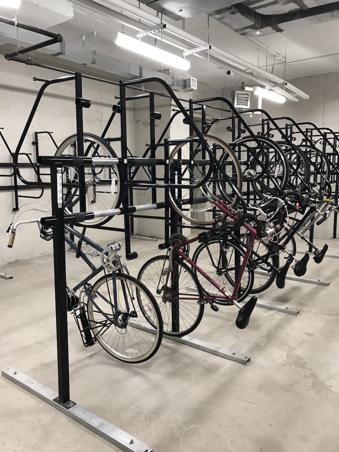 Vertical racks at Brooklyn’s Caesura mixed-use building