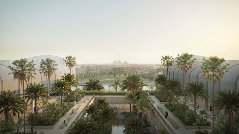 Cairo Hospital with Pyramids in the background