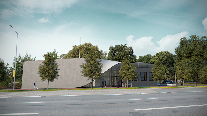 A two-story building on the campus of Technical University in Dresden, Germany, will demonstrate the facility of carbon-fiber reinforced concrete. Images (c) Iurii Vakaliuk, IMB, TU Dresden 