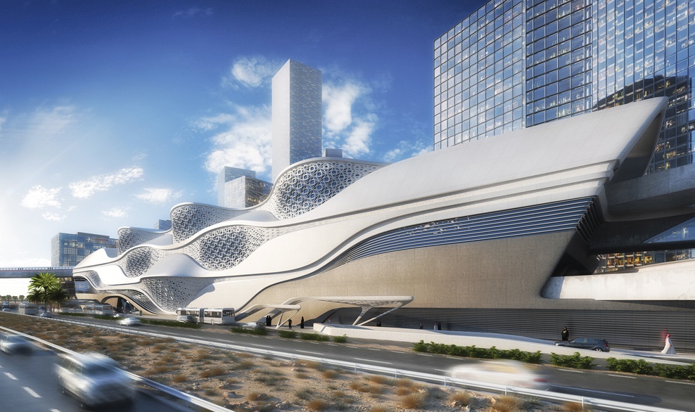 Riyadh Metro Station, designed by Zaha Hadid Architects, with engineering servic