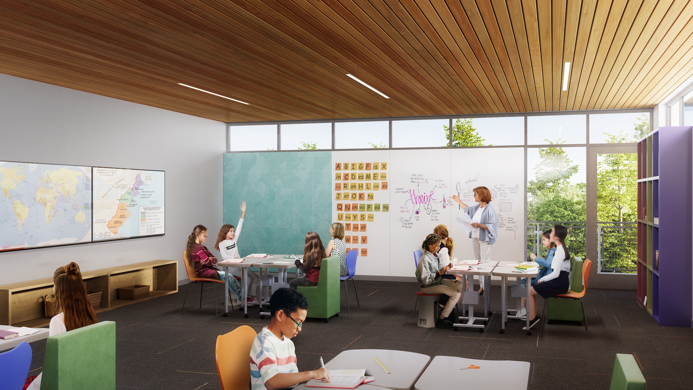 Designing for dyslexia: How architecture can address neurodiversity in K-12 schools, Rendering courtesy Ratcliff