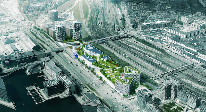 An aerial view of the new Copenhagen IKEA masterplan