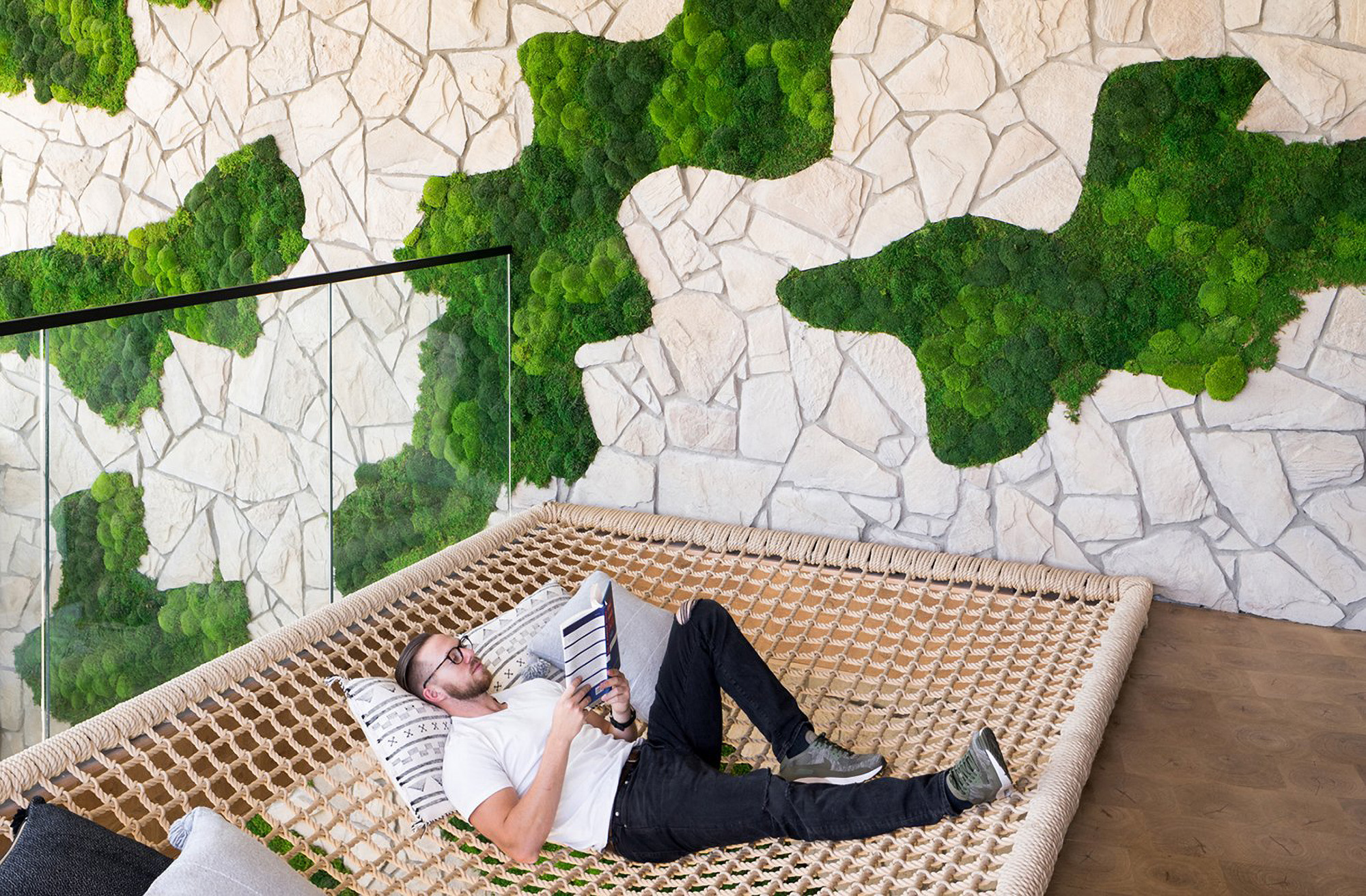 Plants in the living wall provide a direct experience of nature