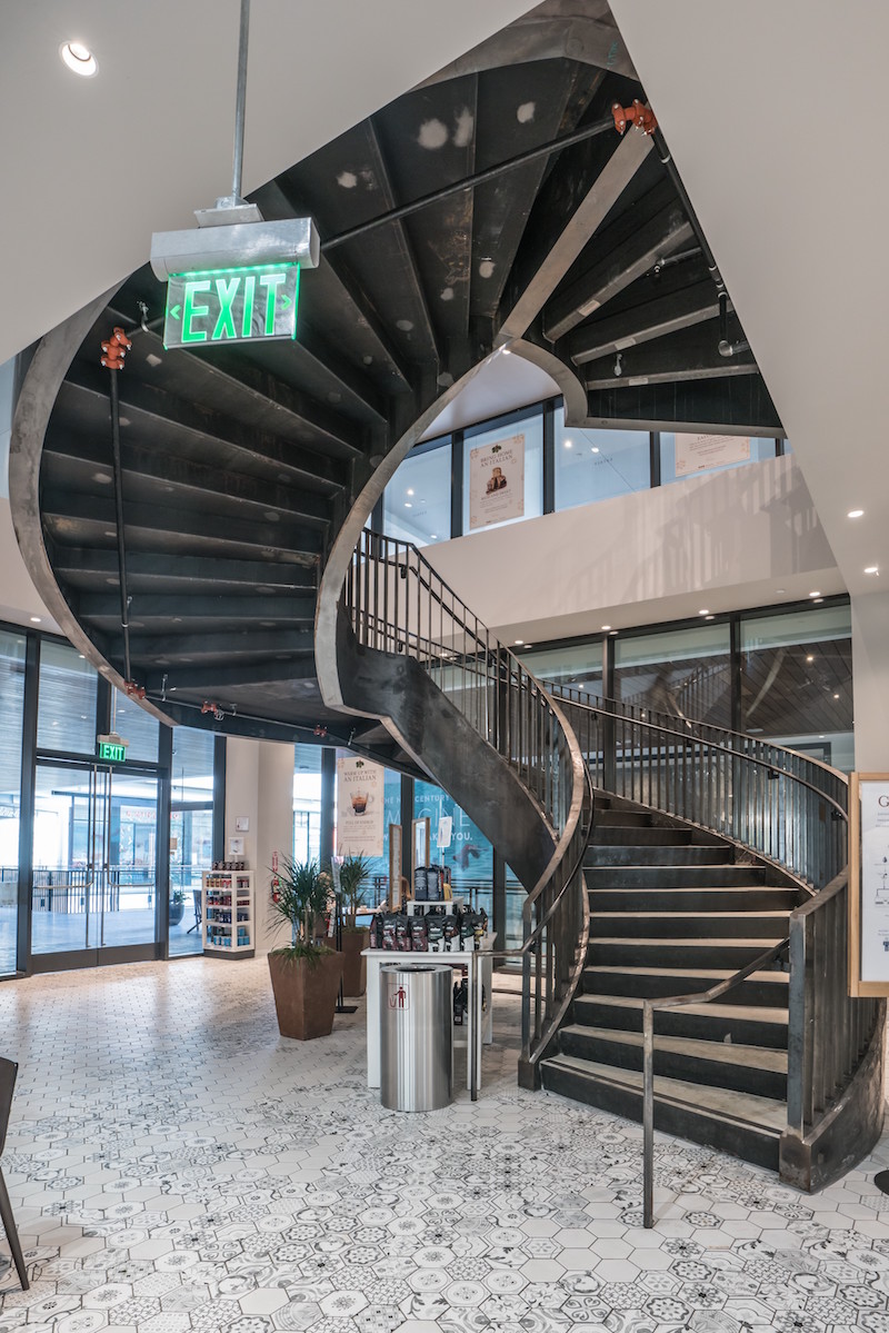 One of the staircases linking the three floors of Eatal L.A.