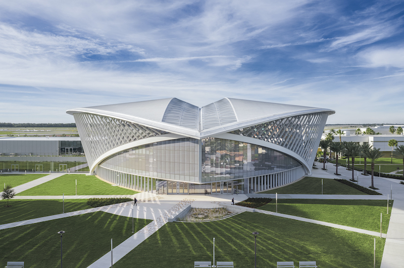 Embry-Riddle's new student union, shaped like birds in flight