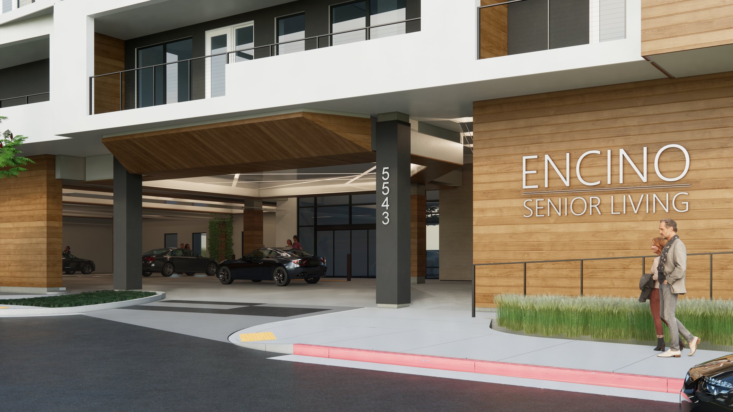 Rendering of senior living community entryway