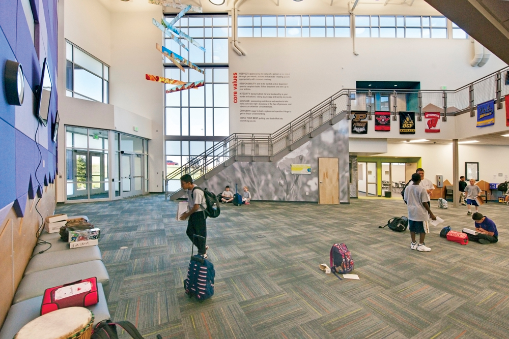 The LEED Gold Evie Garret Dennis E-12 Campus supports 1,600 Pre-K through 12th-g