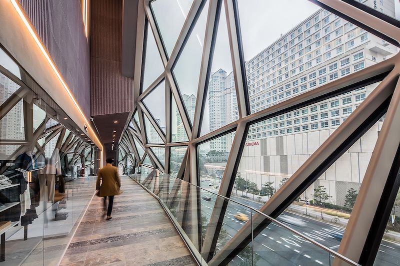 Man walks in Galleria interior