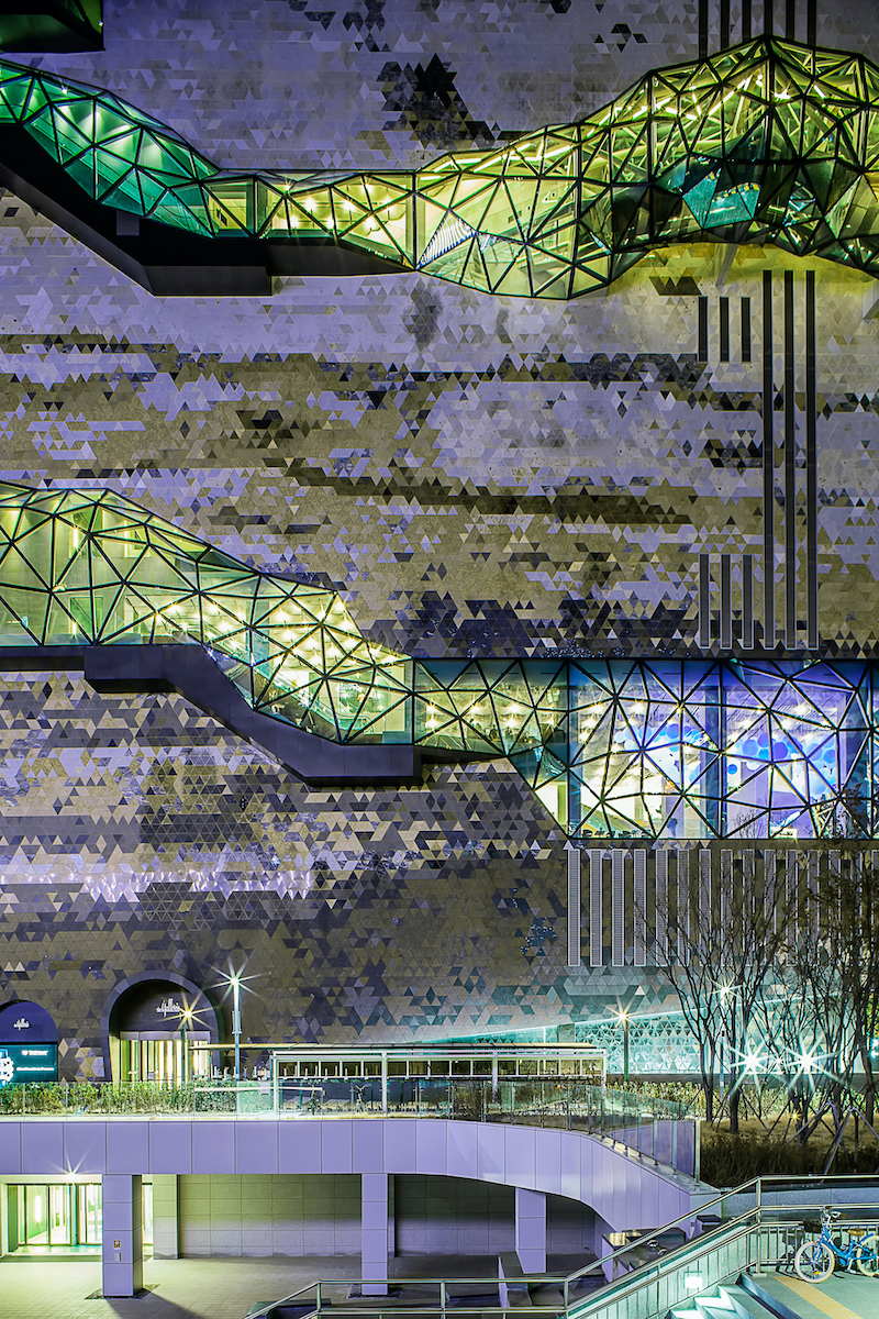 Galleria exterior at night