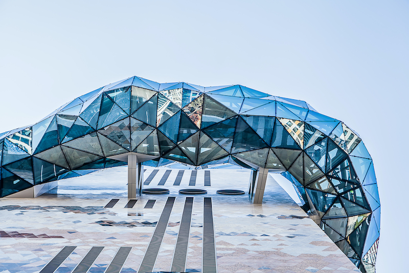 Glass component of the Galleria facade