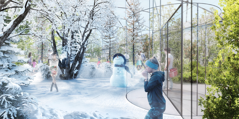 Inside the winter pavilion in Carlo Ratti's Garden of the Four Seasons