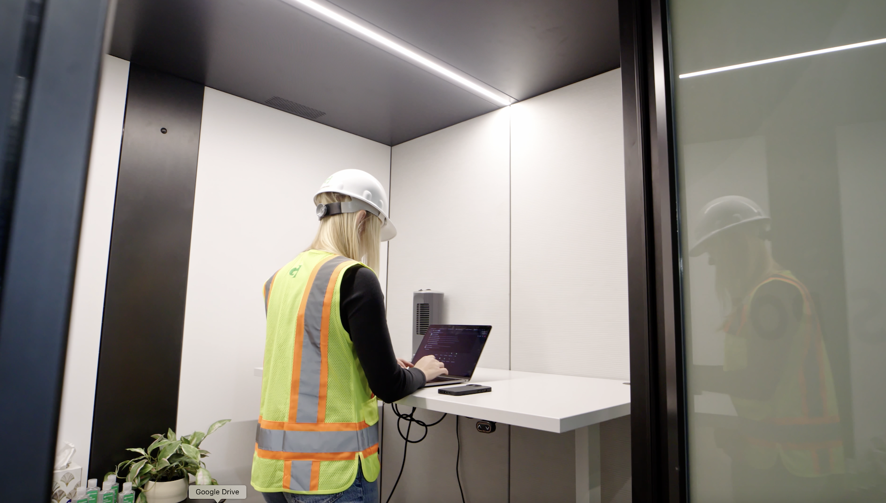 The interior of Gardner Builders' steel Wellness Pods