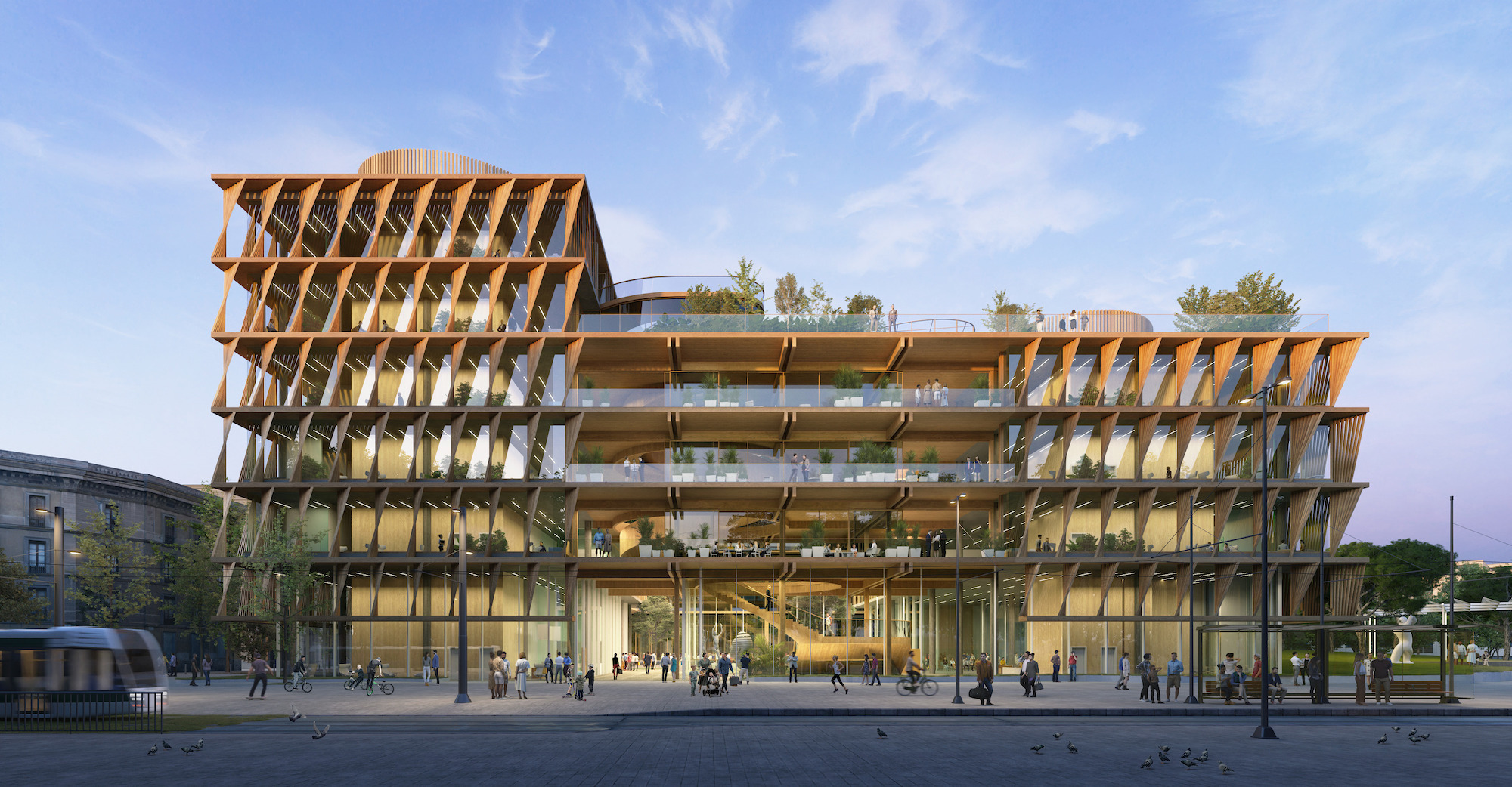 The net-positive, mass timber Mercat del Peix Research Center is designed to encourage a radical degree of collaboration to support transdisciplinary research on planetary well-being. 